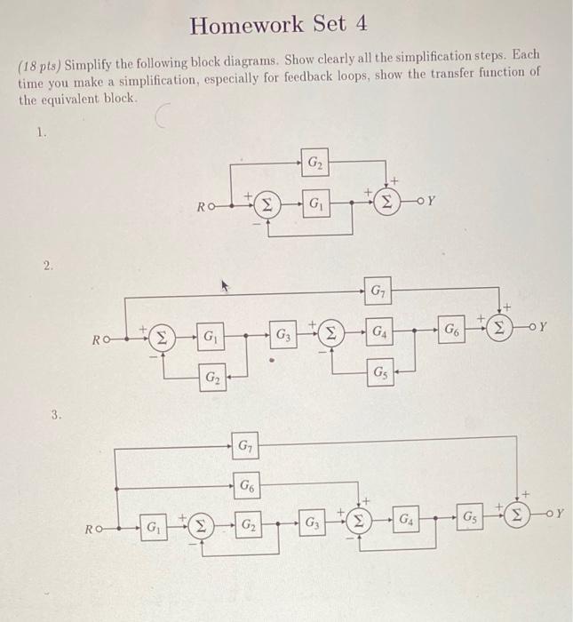 Solved Homework Set 4 (18 pts) Simplify the following block | Chegg.com