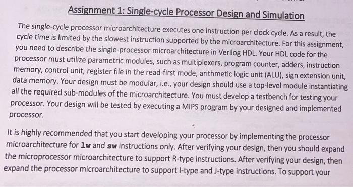 need help with the single cycle processor design and | Chegg.com