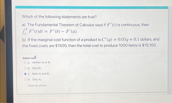 Solved Which Of The Following Statements Are True? A) The | Chegg.com