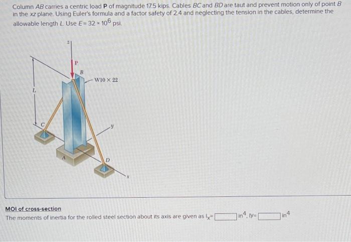 Solved Column AB Carries A Centric Load P Of Magnitude 17.5 | Chegg.com