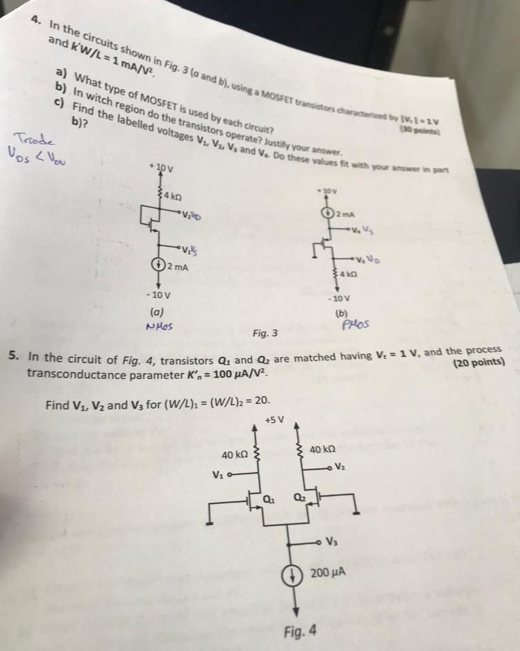 Solved 1. For the circuit shown in Fig. 1, using transistor | Chegg.com