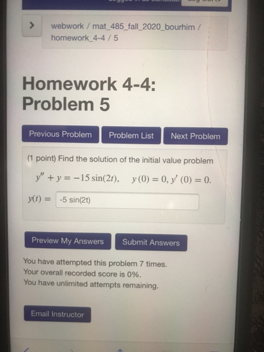 Solved Previous Problem Problem List Next Problem (1 point) | Chegg.com