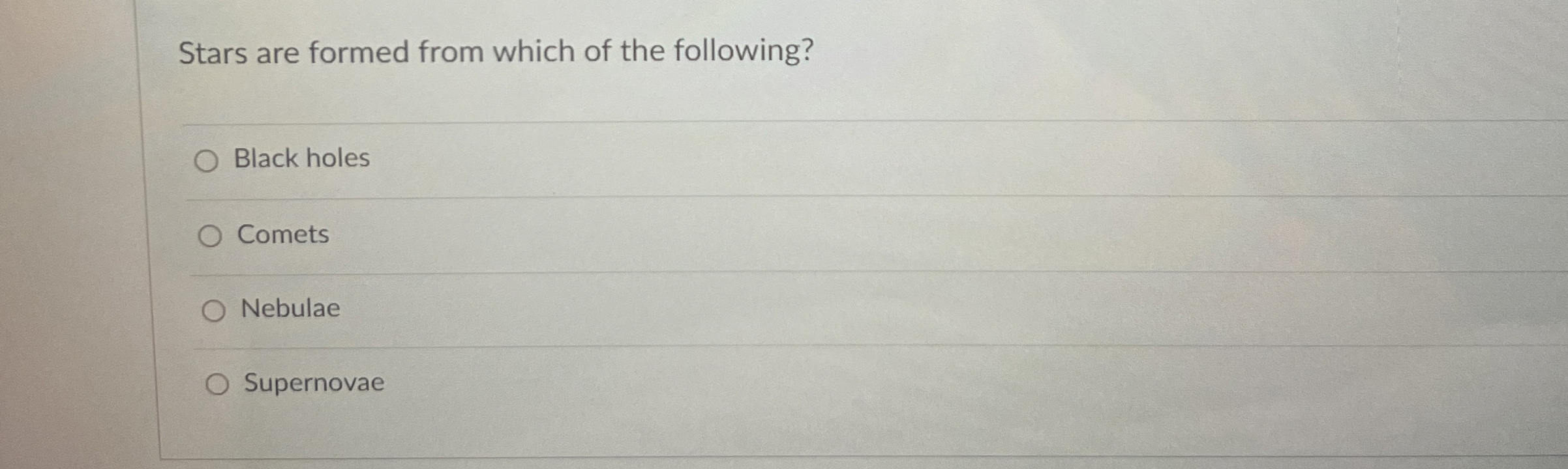 Solved Stars are formed from which of the following?Black | Chegg.com