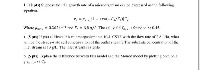 Solved 1. (10 pts) Suppose that the growth rate of a | Chegg.com