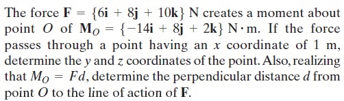 Solved 3-37. ﻿The force F={6i+8j+10k}N ﻿creates a moment
