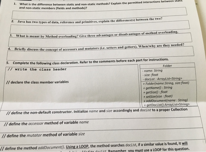 Solved 2. What is the difference between static and | Chegg.com