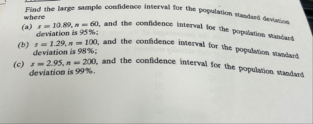 Solved Find the large sample confidence interval for the | Chegg.com