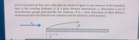 Solved (c) ﻿For low speed air flow over a flat plate (as | Chegg.com