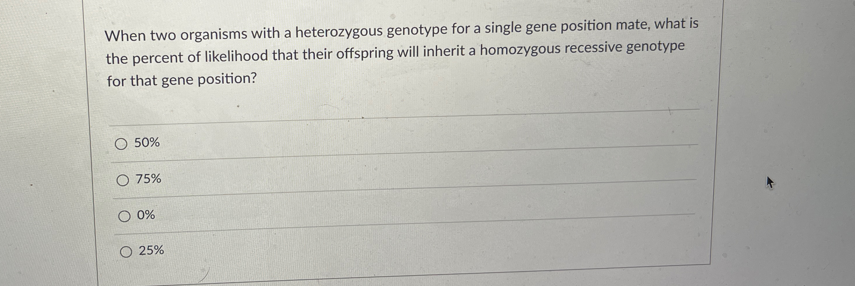 Solved When two organisms with a heterozygous genotype for a | Chegg.com
