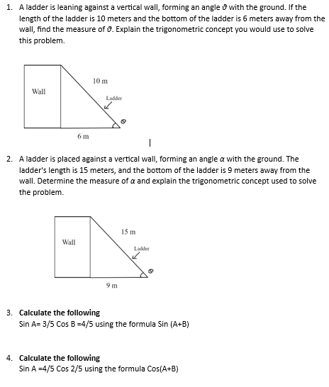 Solved A ladder is leaning against a vertical wall, forming | Chegg.com
