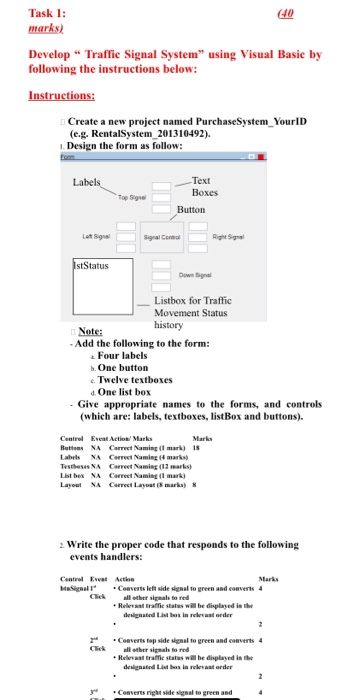 Solved Task 1: (40 marks) Develop“ Traffic Signal System