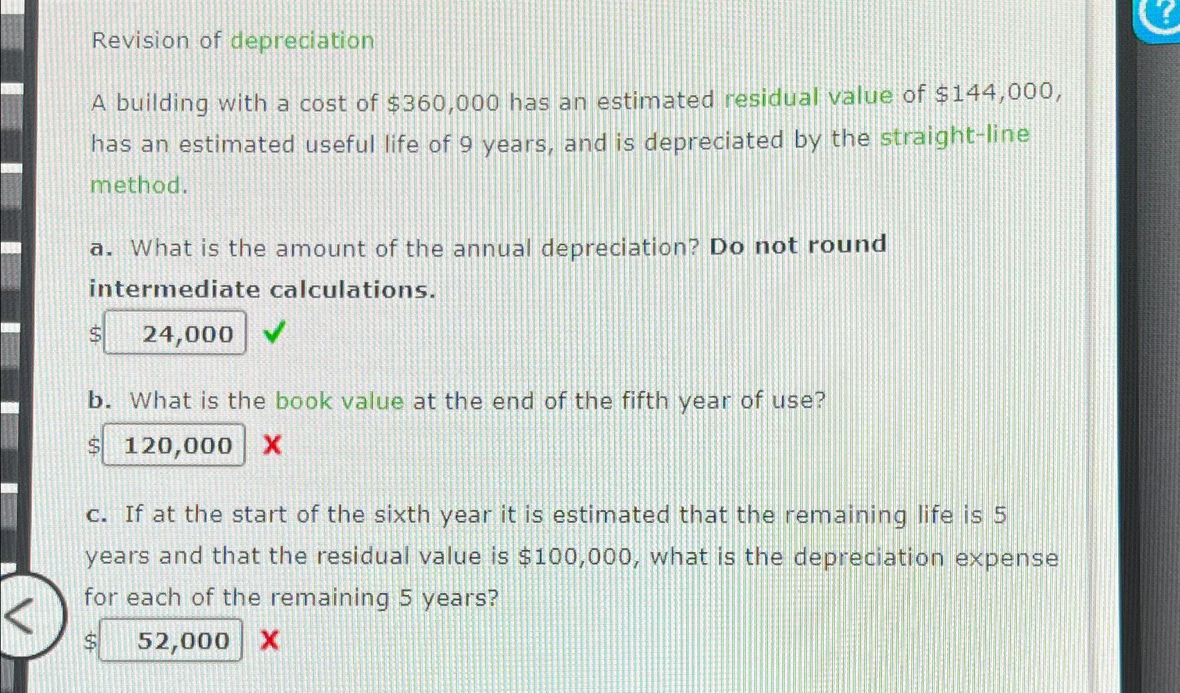 Solved Revision of depreciationA building with a cost of | Chegg.com