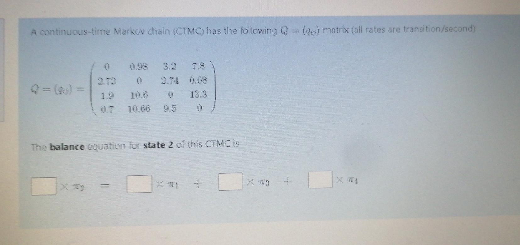 Solved A continuous-time Markov chain (CTMC) has the | Chegg.com