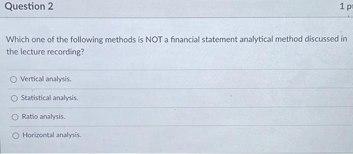 Solved Question 2 1 p Which one of the following methods is | Chegg.com