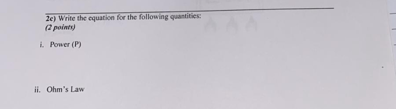 Solved 2c) ﻿Write the equation for the following | Chegg.com