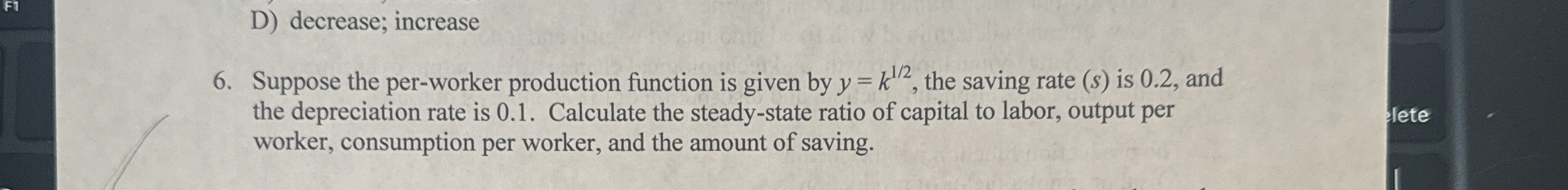 Solved 6. ﻿Suppose the per-worker production function is | Chegg.com