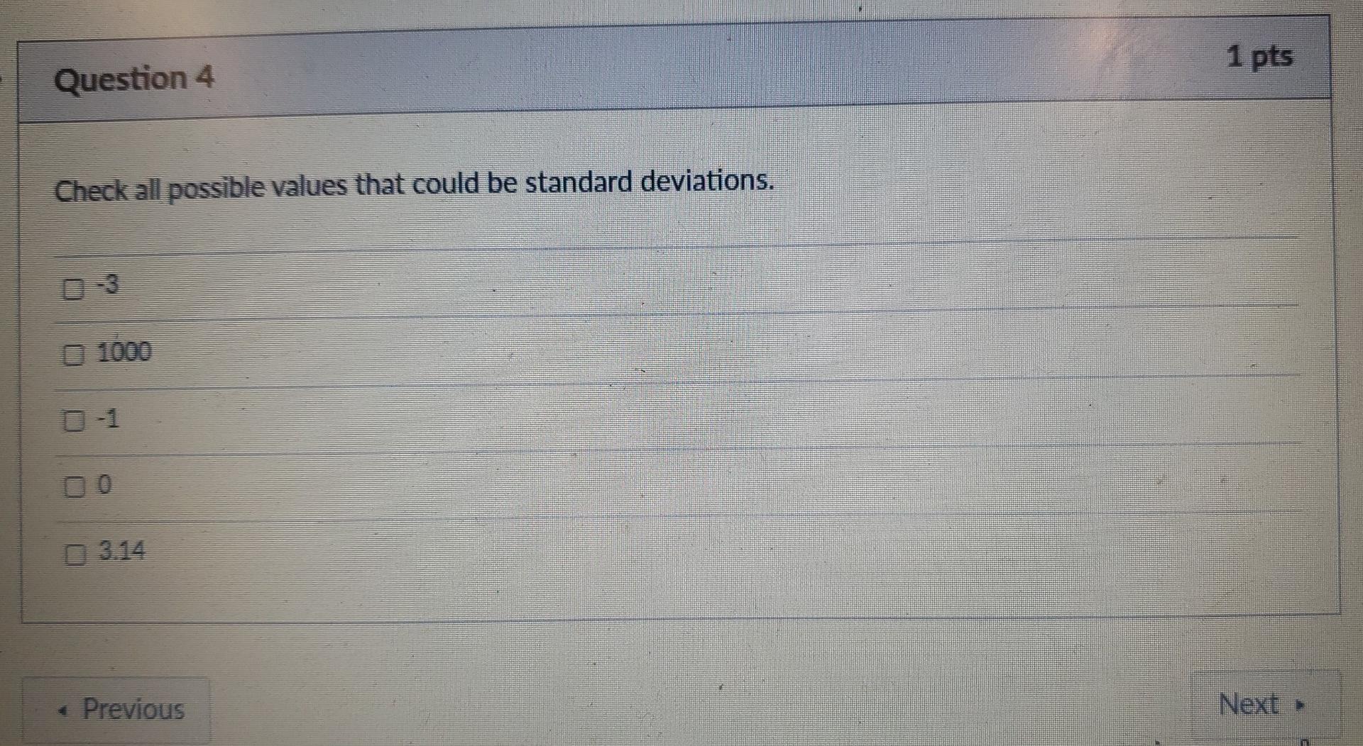 Solved 1 pts Question 4 Check all possible values that could | Chegg.com