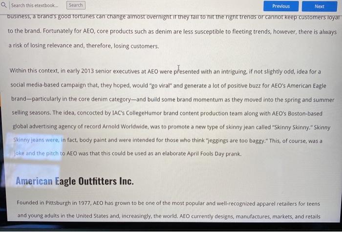 Solved Case Study: American Eagle Outfitters Skinny Skinny | Chegg.com