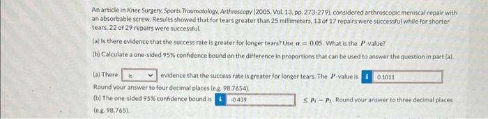 Solved An article in Knee Surgery, Sports Traumatolosy,