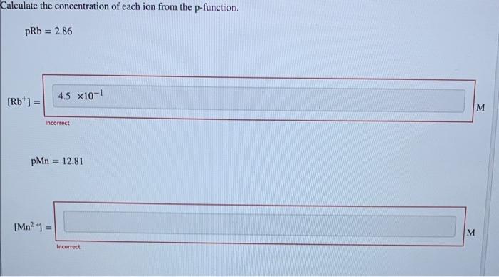 Solved Calculate the concentration of each ion from the | Chegg.com