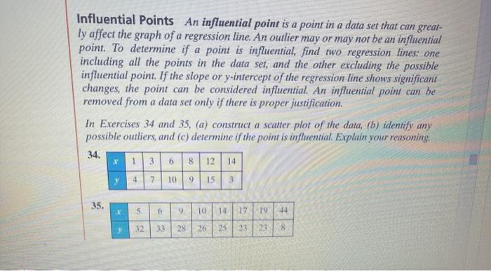 Solved Influential Points An influential point is a point in | Chegg.com