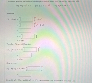 Solved Determine whether each of the following functions is | Chegg.com