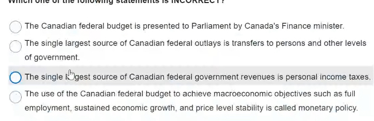Solved The Canadian federal budget is presented to