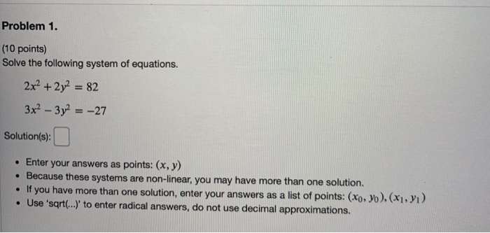 Solved Problem 1. (10 points) Solve the following system of | Chegg.com
