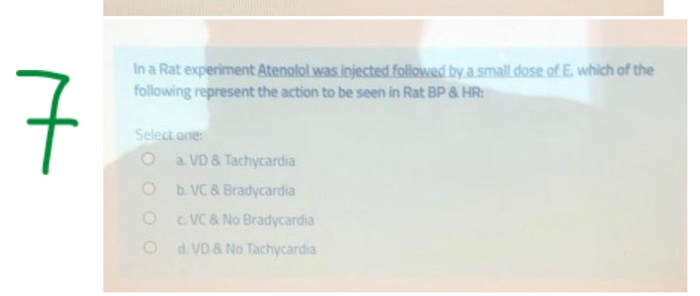 Solved In A Rat Experiment Atenolol Was Injected Followed By Chegg Com