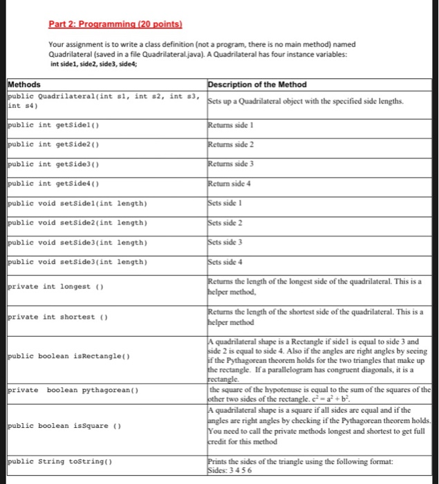Solved Part 2: Programming (20 points) Your assignment is to | Chegg.com