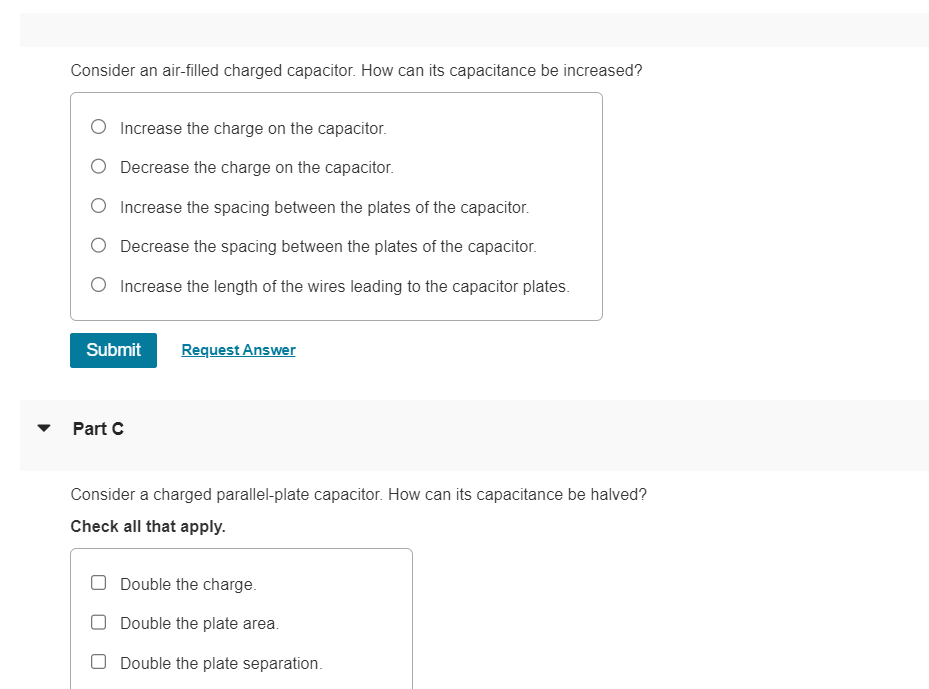 Solved Consider an air-filled charged capacitor. How can its | Chegg.com