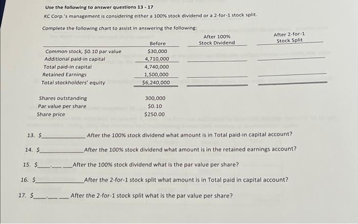 Solved Use the following to answer questions 13−17 KC | Chegg.com
