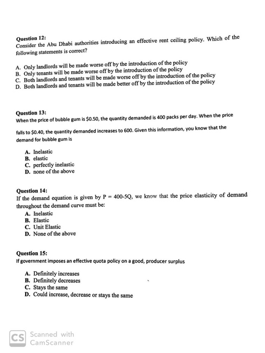 Solved Question 12: Consider the Abu Dhabi authorities | Chegg.com