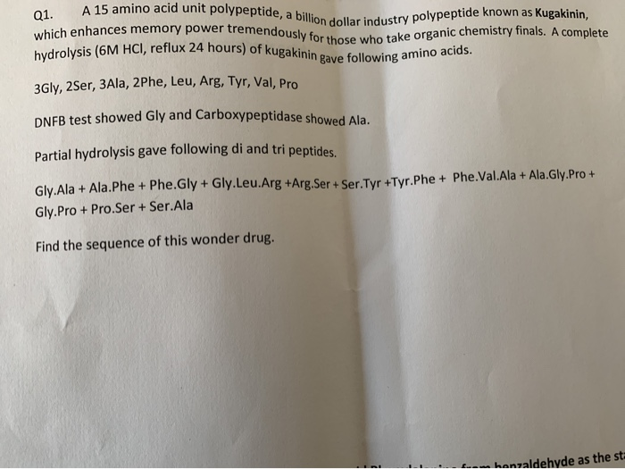 Solved 01. A 15 amino acid unit polypeptide, a bill which | Chegg.com