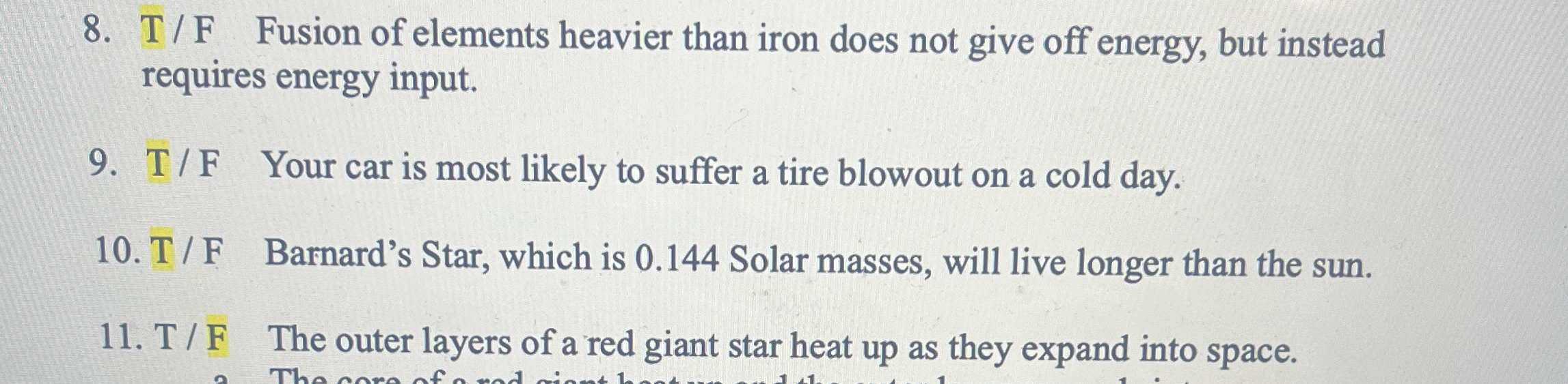 Solved T/ ﻿F Fusion of elements heavier than iron does not | Chegg.com