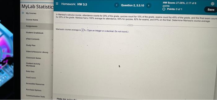 Solved MyLab Statistics O Points: 0 of 1 Save 0 My Courses | Chegg.com