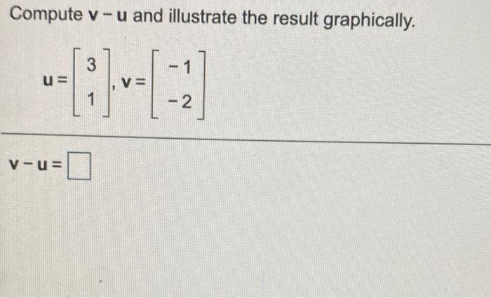 Solved Compute v-u and illustrate the result graphically. 3 | Chegg.com