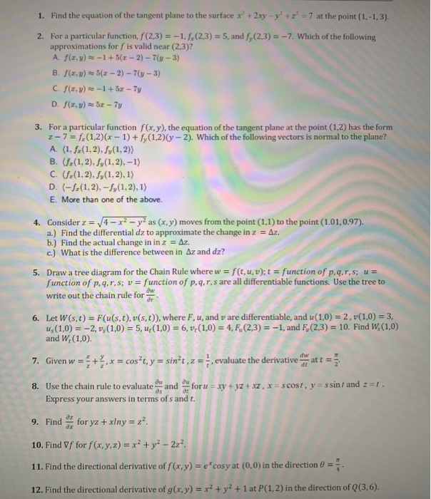 Solved Find The Equation Of The Tangent Plane To The Surf Chegg Com