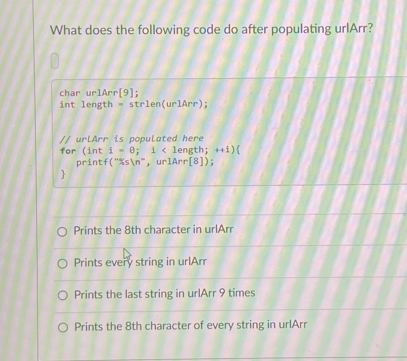 Solved What does the following code do after populating | Chegg.com