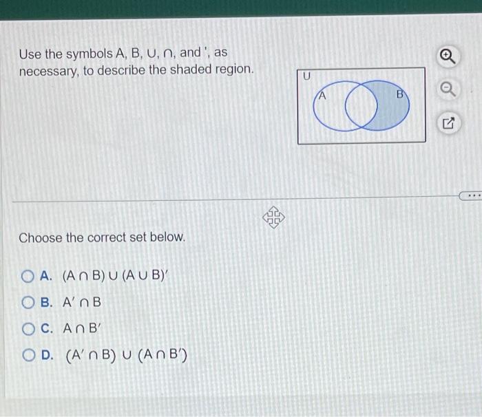 Solved Use The Symbols A, B, U, ∩, And ', As Necessary, To | Chegg.com