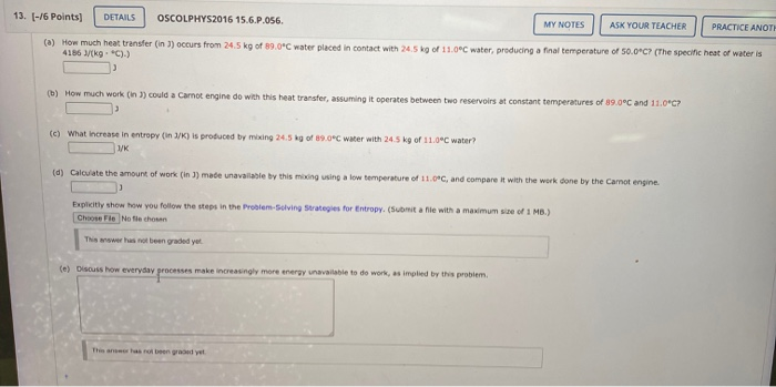 Solved 13 [ 6 Points Details Oscolphys2016 15 6 P 056 My