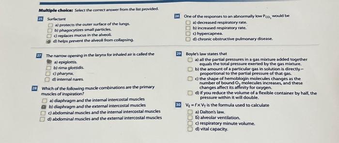 Multiple choicet Select the correct answer from the | Chegg.com