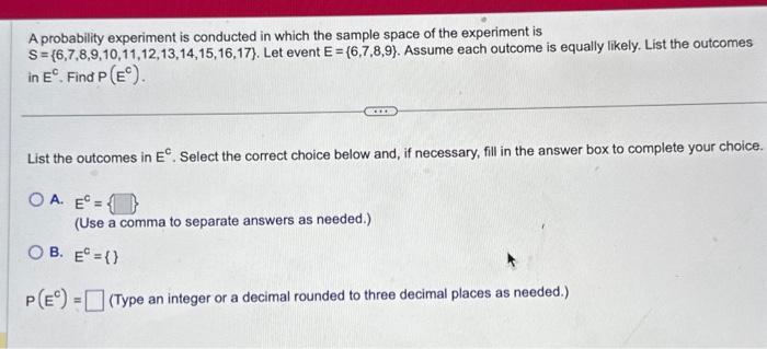 Solved A probability experiment is conducted in which the | Chegg.com