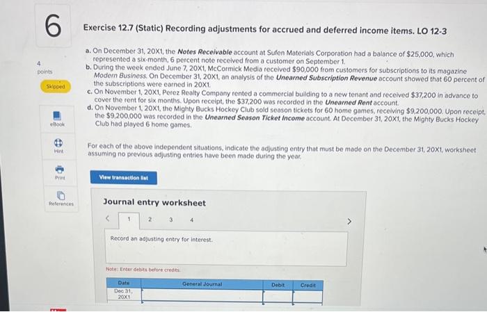 Solved Exercise 12.7 (Static) Recording Adjustments For | Chegg.com