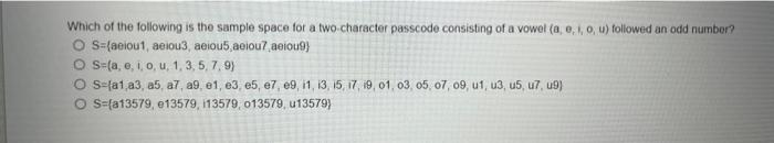 Solved Which of the following is the sample space for a | Chegg.com