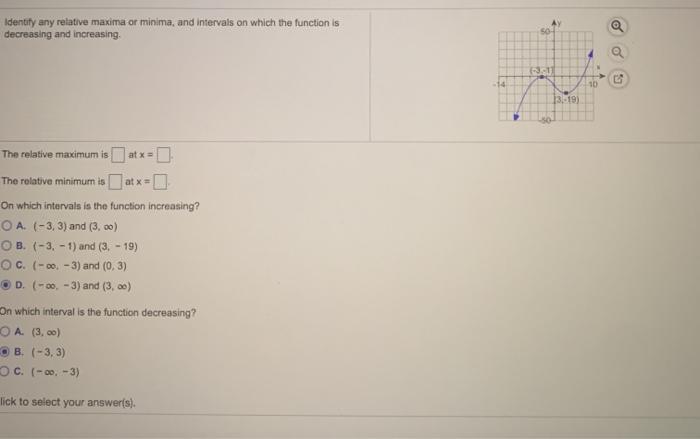 Solved Identify Any Relative Maxima Or Minima And Intervals 5126