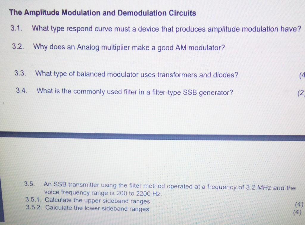 Solved The Amplitude Modulation and Demodulation Circuits | Chegg.com