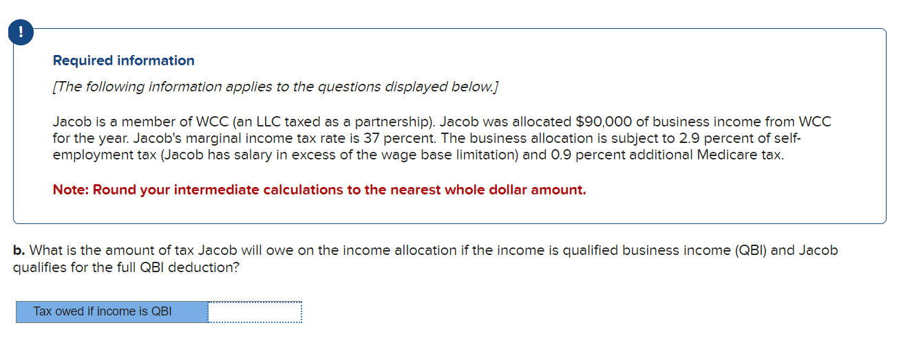 Solved b. ﻿What is the amount of tax Jacob will owe on the