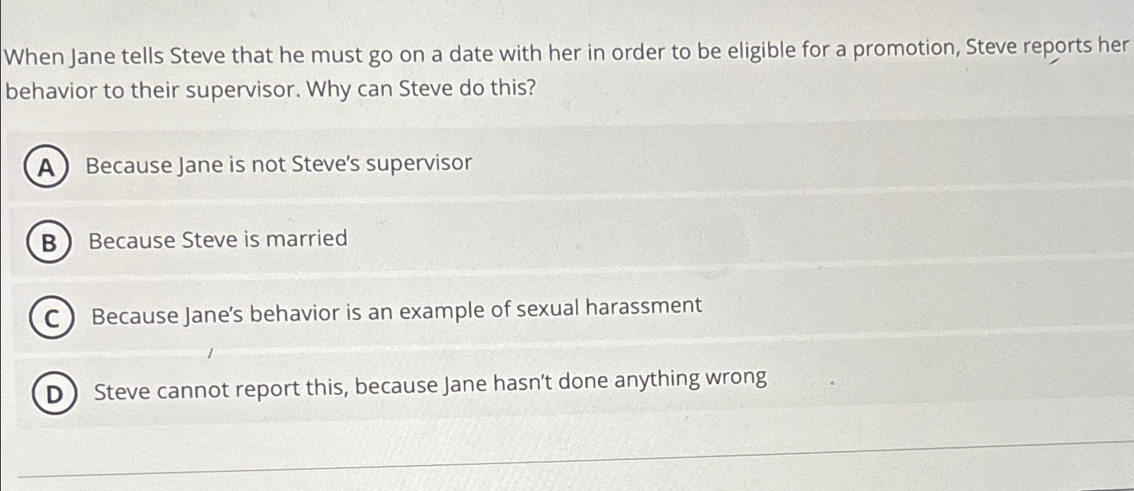 Solved When Jane tells Steve that he must go on a date with | Chegg.com