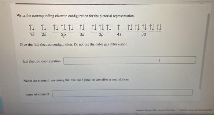 Solved Write the corresponding electron configuration for | Chegg.com
